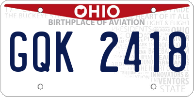 OH license plate GQK2418