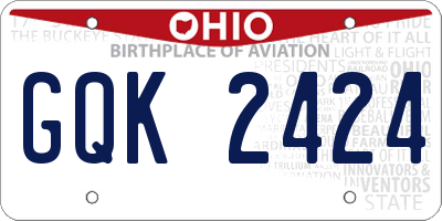 OH license plate GQK2424