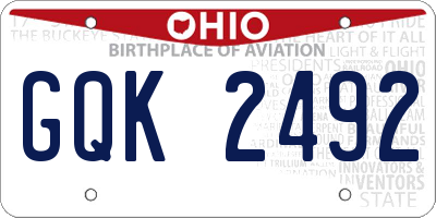 OH license plate GQK2492