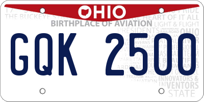 OH license plate GQK2500