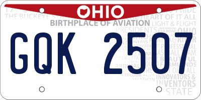 OH license plate GQK2507
