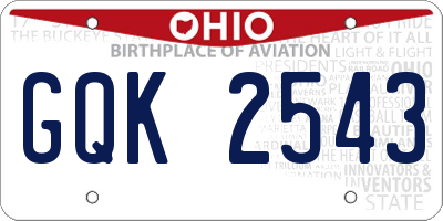 OH license plate GQK2543