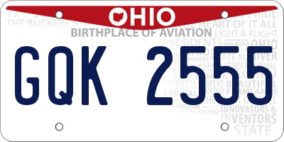 OH license plate GQK2555