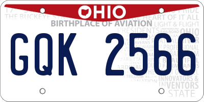 OH license plate GQK2566