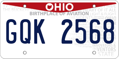 OH license plate GQK2568
