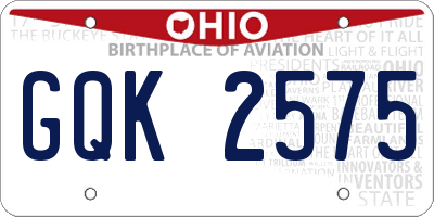 OH license plate GQK2575