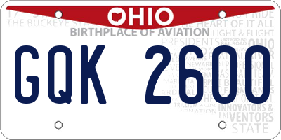 OH license plate GQK2600