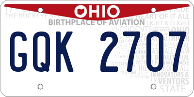OH license plate GQK2707