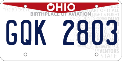 OH license plate GQK2803
