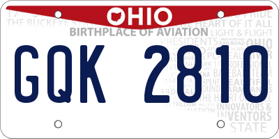 OH license plate GQK2810
