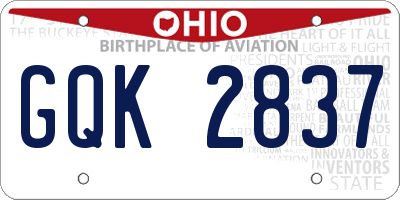 OH license plate GQK2837