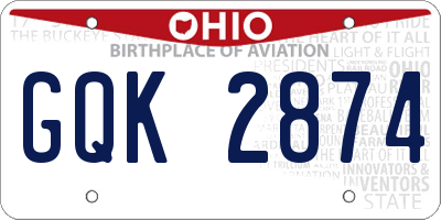 OH license plate GQK2874