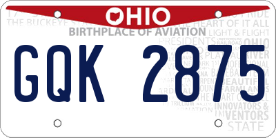 OH license plate GQK2875