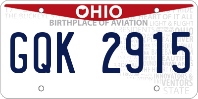 OH license plate GQK2915