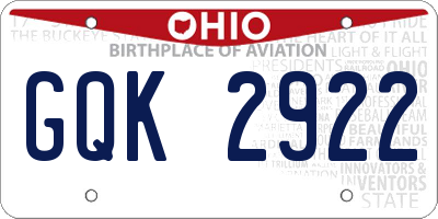 OH license plate GQK2922