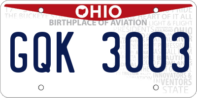 OH license plate GQK3003