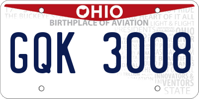 OH license plate GQK3008
