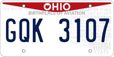 OH license plate GQK3107