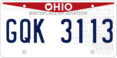 OH license plate GQK3113