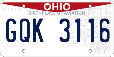 OH license plate GQK3116
