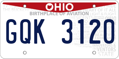 OH license plate GQK3120