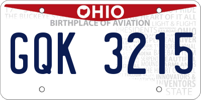 OH license plate GQK3215