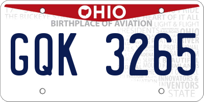 OH license plate GQK3265