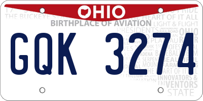 OH license plate GQK3274