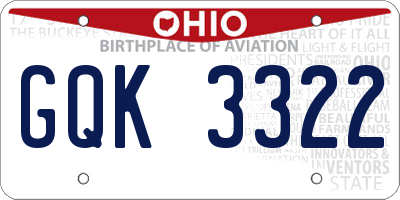 OH license plate GQK3322