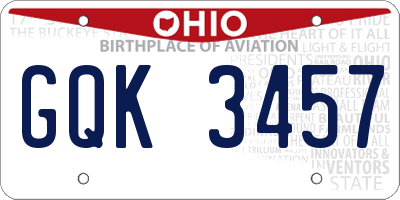 OH license plate GQK3457