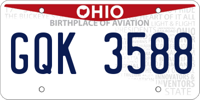 OH license plate GQK3588