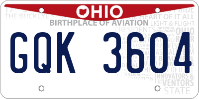 OH license plate GQK3604