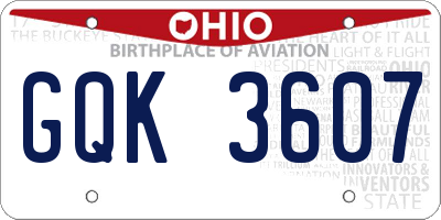 OH license plate GQK3607
