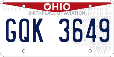 OH license plate GQK3649