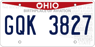 OH license plate GQK3827