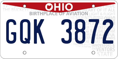 OH license plate GQK3872