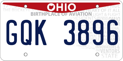 OH license plate GQK3896