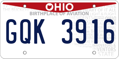 OH license plate GQK3916