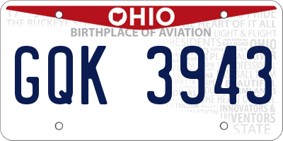OH license plate GQK3943