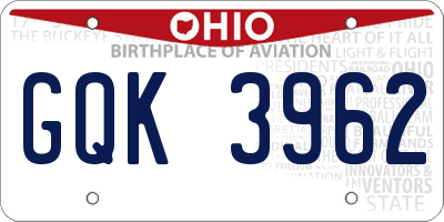 OH license plate GQK3962