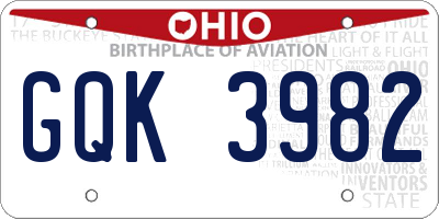 OH license plate GQK3982