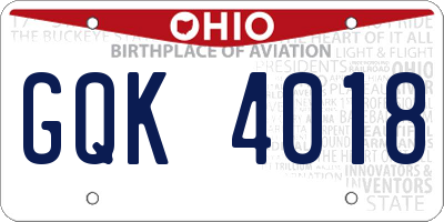 OH license plate GQK4018
