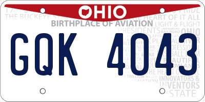 OH license plate GQK4043