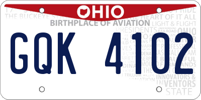 OH license plate GQK4102