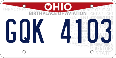OH license plate GQK4103