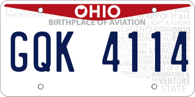 OH license plate GQK4114