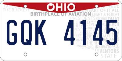 OH license plate GQK4145