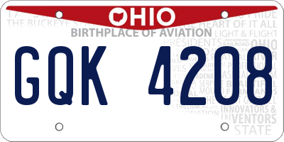OH license plate GQK4208