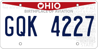 OH license plate GQK4227