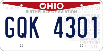 OH license plate GQK4301